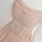 Champagne tulle sequin long prom dress champagne tulle formal dress nv862