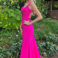 Lavender Rhinestone Spaghetti Straps Mermaid Prom Dress nv655