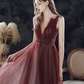 Sleeveless bridal prom gown, new, summer, red gradient prom dress, v-neck party dress nv618