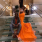 gorgeous mermaid orange prom dress for black girls nv870