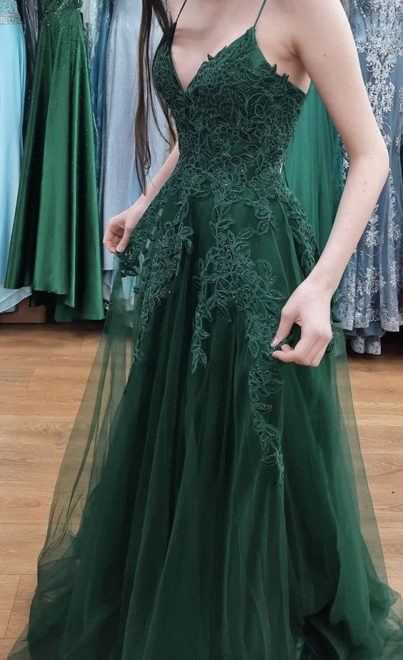 Emerald green prom dress nv765