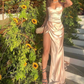 Sweetheart Strapless Prom Dresses, Sexy High Slit Prom Dresses nv500