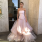Light pink tulle long prom dress, pink tulle formal dress nv268