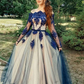 A Line Long Sleeves Blue Lace Prom Dresses, Long Sleeves Blue Lace Formal Graduation Homecoming Dresses nv217