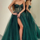 Green Long Prom Dresses A Line Tulle Sweetheart Formal Evening Dresses nv309