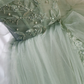 Green Tulle Beaded Ball Gown Off Shoulder Party Dress, Green Sweet 16 Dress nv891