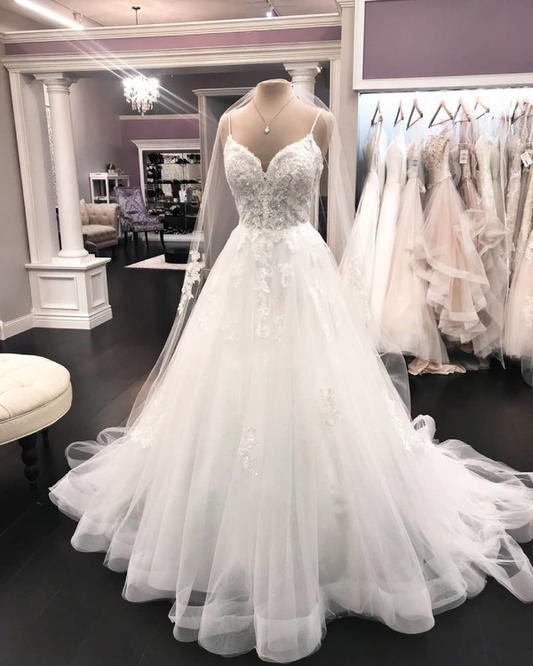 Spaghetti Straps Wedding Dresses, Wedding Dress,Custom Made Wedding Gown Prom Dress  nv253