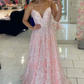Princess Blue Straps A-Line Long Prom Gown nv427