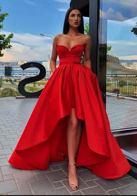 Red High Low Prom Dress, Evening Dress, Special Occasion Dress, Formal Dress, Graduation School Party Gown nv204