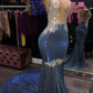 Sparkle sequin backless deep v-neck long prom party gowns with train nv142