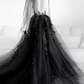 Black Floral Long Prom Dresses, Long Black Floral Formal Evening Dresses nv451