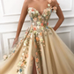 Chic one shoulder strap tulle sweetheart front slit appliques flowers prom party gowns nv152