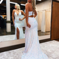 Sexy Mermaid V Neck Straps Royal Blue Sequins Prom Dress with Slit nv472