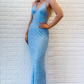 Royal Blue Sequin Mermaid Long Prom Dress with Open Back nv294