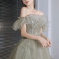 Green Tulle Beaded Long Prom Dress, A-Line Formal Evening Dress nv452