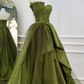 Green Long Prom Dresses, Green Satin Formal Long Evening Dress nv545