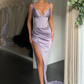 Sexy V-neck High-split Mermaid Ruched Long Prom Dress nv138