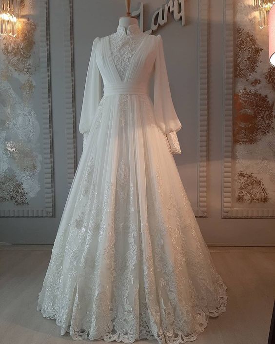 Elegant Custom Made Prom Dress With Long Sleeves wedding dress nv66