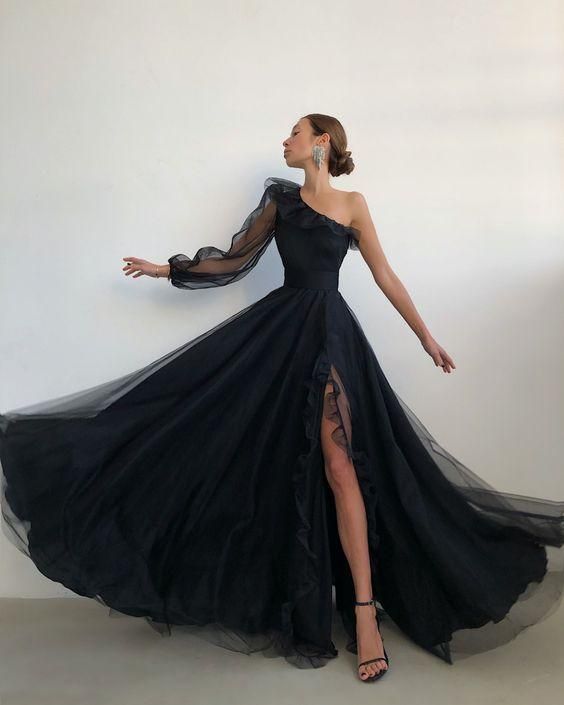 Black long Evening Dress Prom Dresses nv43